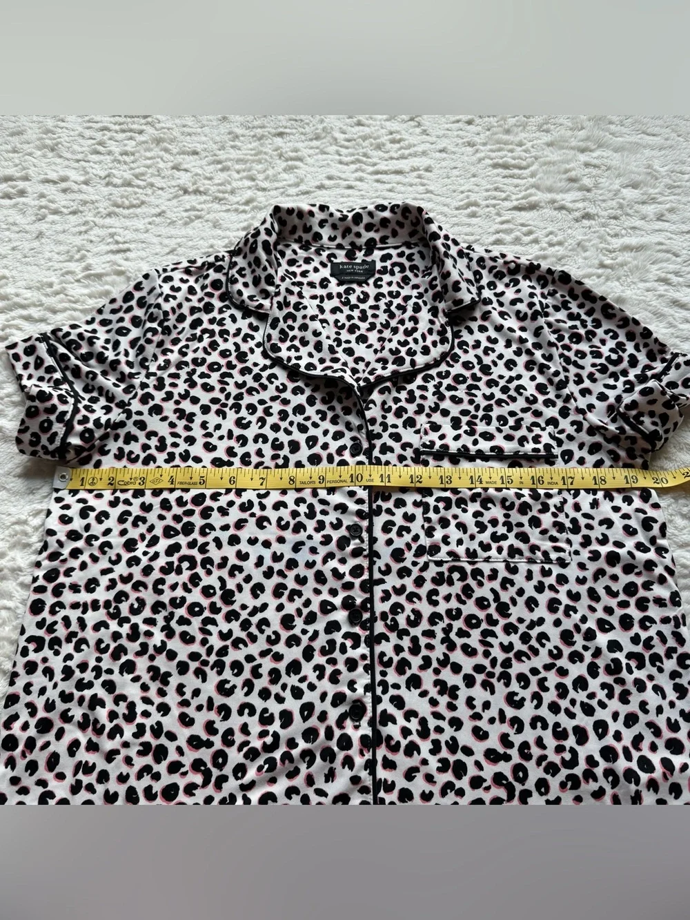 Kate Spade New York Pajama Top S Collared Button Down Leopard Animal Print NWOT